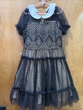 BCBGirls Black Lace Dress with White Peter Pan Collar